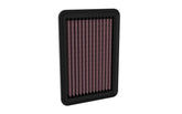 K&N front packaging view showing ready-to-install filter and improved airflow benefit