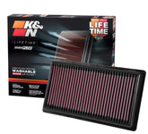 K&N front view shows entire filter ready for drop-in installation and performance