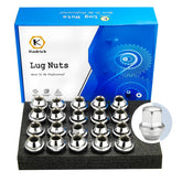 KADRICK front view of 20-piece lug nut kit showing chrome finish and packaging benefit