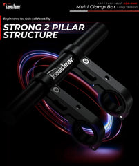 Kaedear clamp bar close-up of aluminum texture and reinforced two-pillar mount for durability