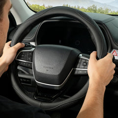 KAFEEK steering wheel cover installed on wheel demonstrating improved control