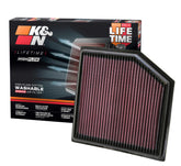 K&N 33-2452 front view showing shape and sealing, improves airflow