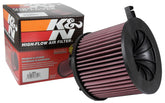 K&N front view showing filter shape and fit, boosts engine airflow