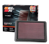 K&N front packaging showing compatible Mazda models and benefits