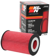 K&N HP-7028 front view showing full filter and mounting threads for quick identification