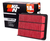 K&N front view showing filter shape and easy fit benefit