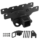 KANGIKX front view hitch on Wrangler showing secure attachment and fit
