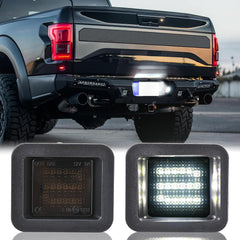 KanSmart front view of license plate light showing clean smoked lens and fit