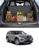 Karltys cargo net front view installed in Explorer for tidy trunk storage