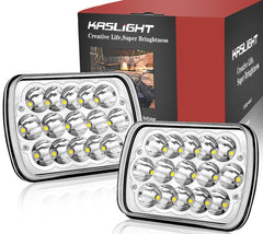 KASLIGHT front view 5x7 LED headlight showing bright beam and road visibility