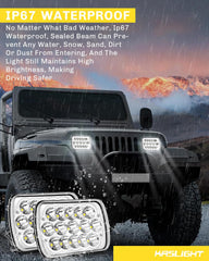 KASLIGHT side profile displaying dimensions and sealed-beam depth for correct fit