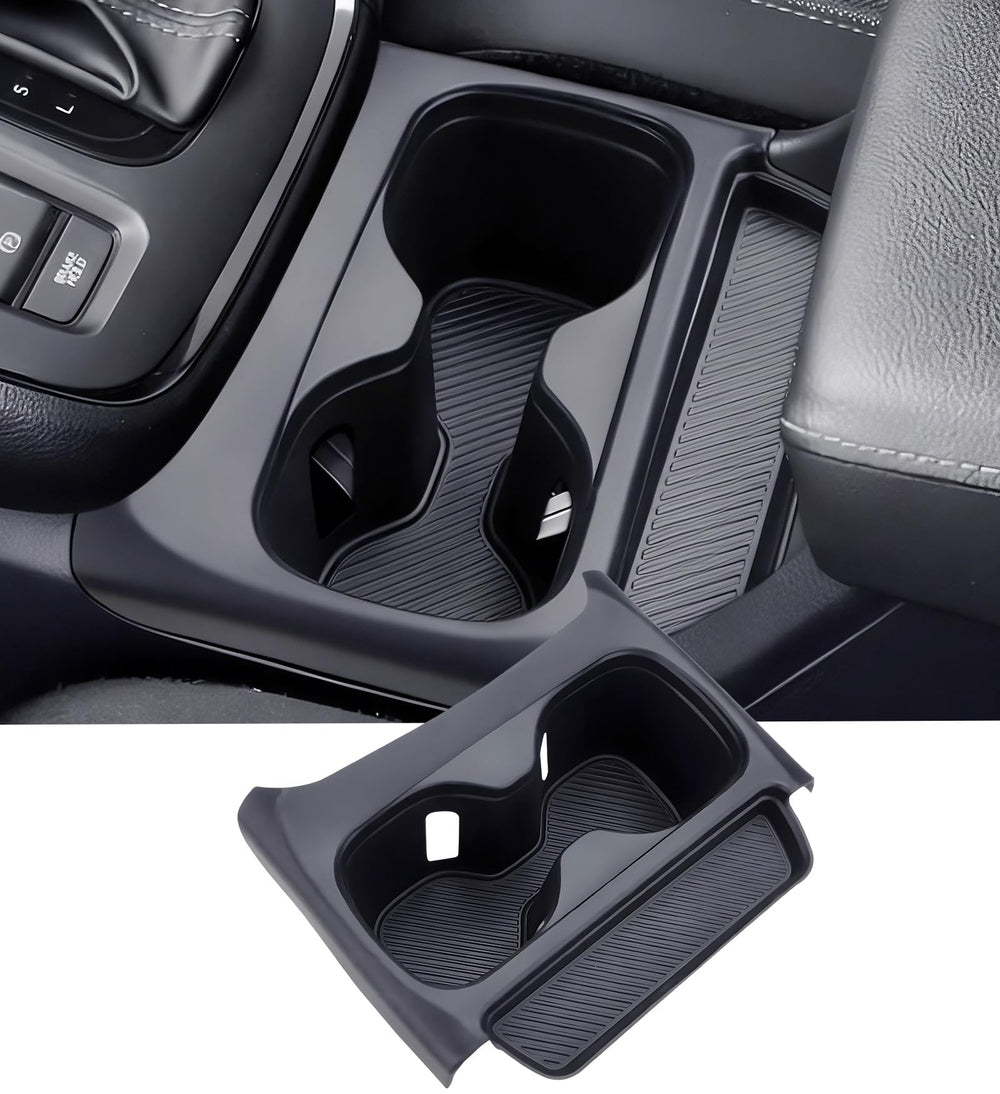 Katorn front view showing black cup holder inserts protecting console