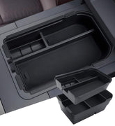 KATORN front view of center console organizer showing clean fit and added storage benefit