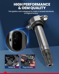 KAX ignition coil close-up showing connector and reliable electrical contact benefit