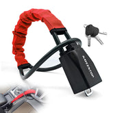 KAYCENTOP front view of red steering wheel lock showing deterrence