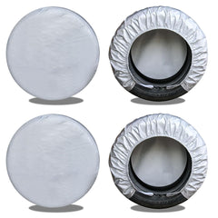 Kayme front view of set of 4 covers showing fit and branding, protects tires outdoors