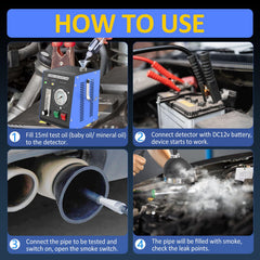 Kedite dense smoke output escaping a hose to clearly show leak location benefit