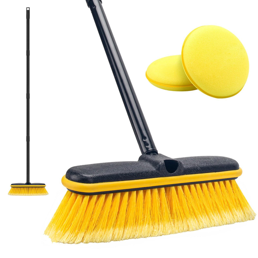 KeFanta front view of long-handle brush showing full assembly and benefits