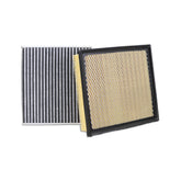 Kefly front packaging showing engine and cabin filters, clear fit information benefit