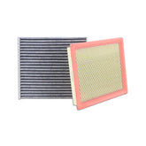Kefly front packaging showing engine and cabin filters, clear replacement benefit