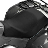 KEMIMOTO front view of black seat cover showing neat fit and protection