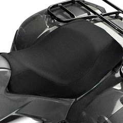 KEMIMOTO front view of black seat cover showing neat fit and protection