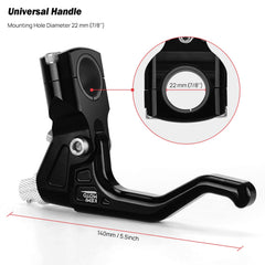 KEMIMOTO lever mounted on motorcycle handlebar demonstrating easy bolt-on installation