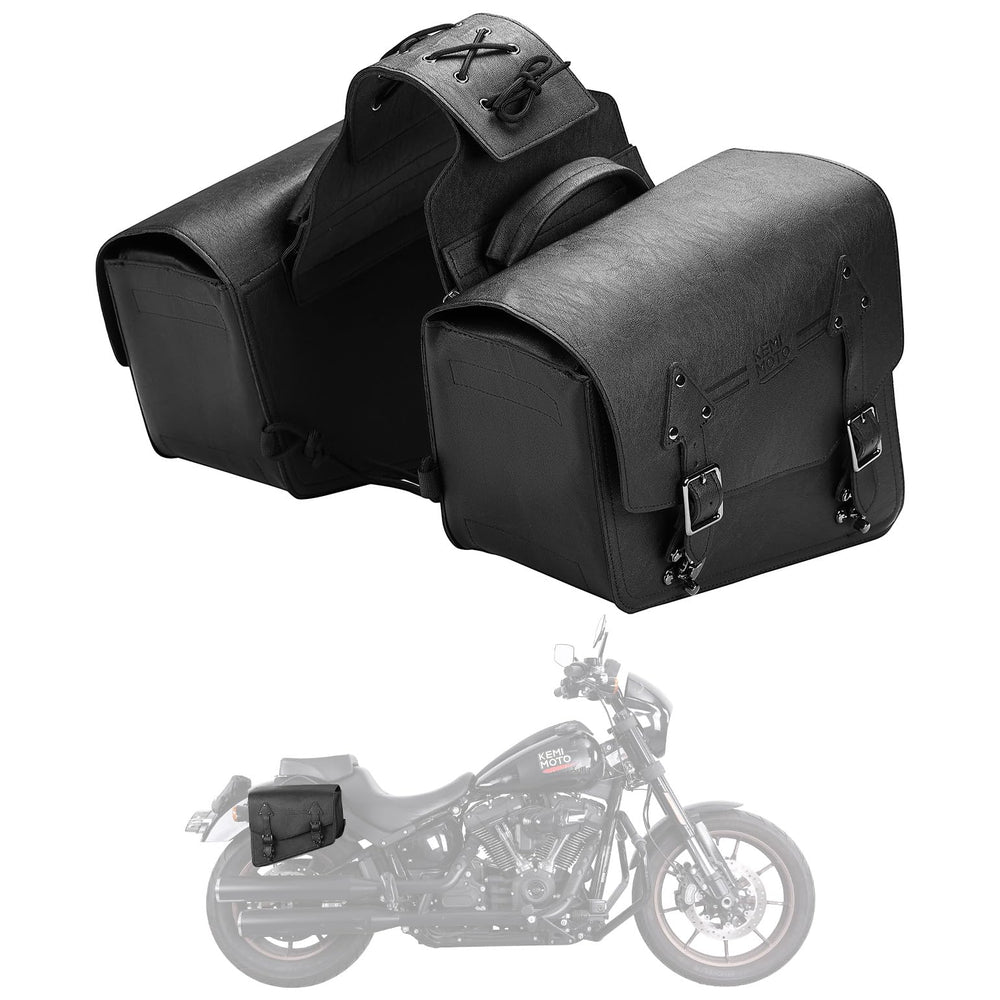 KEMIMOTO front view of saddlebags showing neat profile and added storage benefit