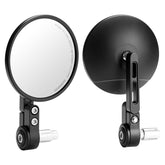 KEMIMOTO front view of bar end mirror showing compact design and improved rear visibility