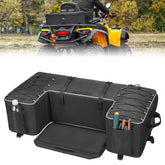 KEMIMOTO front view of rear seat bag showing capacity and secure straps