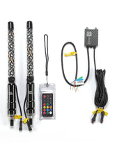 KEMIMOTO front view of two 1ft whip lights showing bright colors and improved visibility