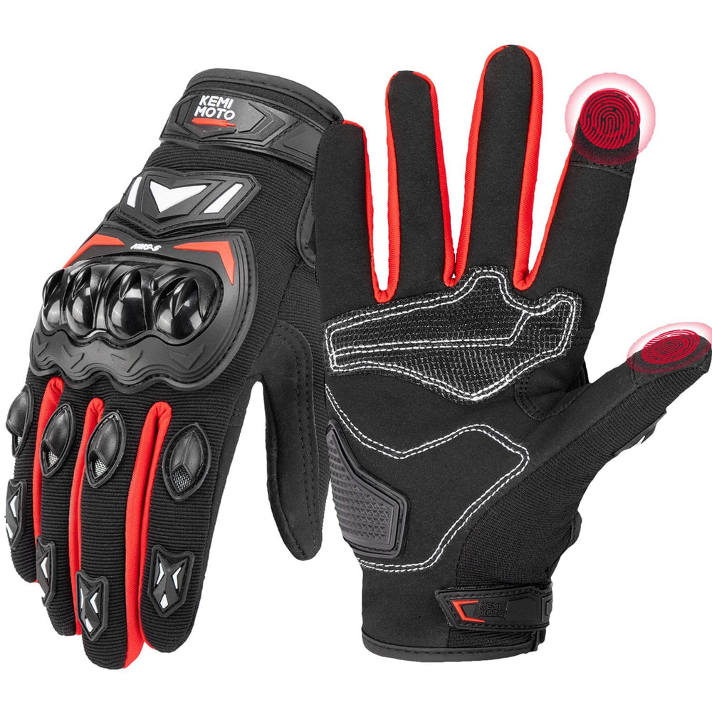 KEMIMOTO gloves front view showing fit and wrist closure for secure control