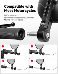 KEMIMOTO mirror installed on scooter handlebar showing easy installation and clear sightline