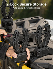 KEMIMOTO rubber straps and finger tabs providing secure secondary retention