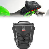 KEMIMOTO tail bag front view showing zip and reflective detail for quick access