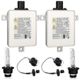 KERBIY ballast kit front packaging showing two modules and bulbs for reliable HID replacement
