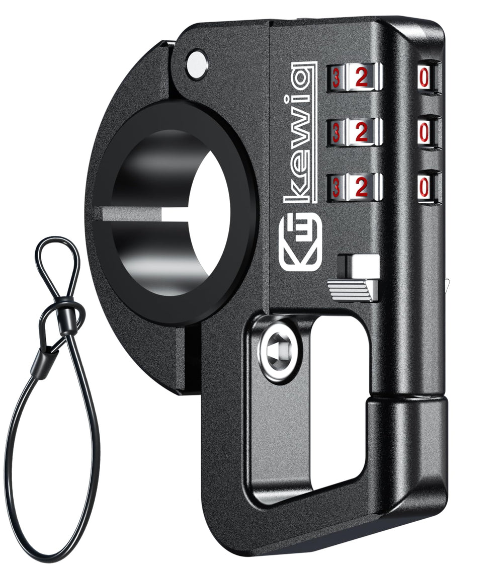 Kewig front view lock mounted on handlebar showing compact security