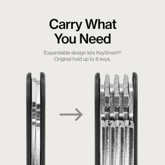 KeySmart original open showing stacked keys and quick selection benefit