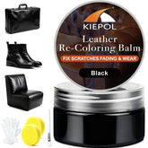 KIEPOL front packaging showing complete black leather repair kit and tools benefit: ready-to-use restoration