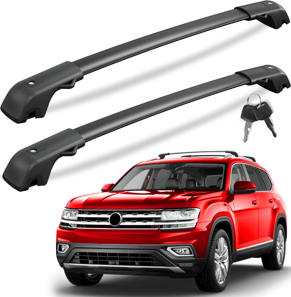 KINGGERI cross bars front installed on VW Atlas showing clean fit and secure carry