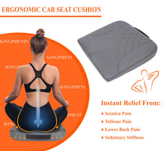 kingphenix cushion installed in car seat enhancing driving posture and comfort