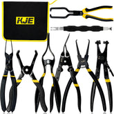 KJE front view of the full 8PCS set in zippered pouch showing organized storage and portability