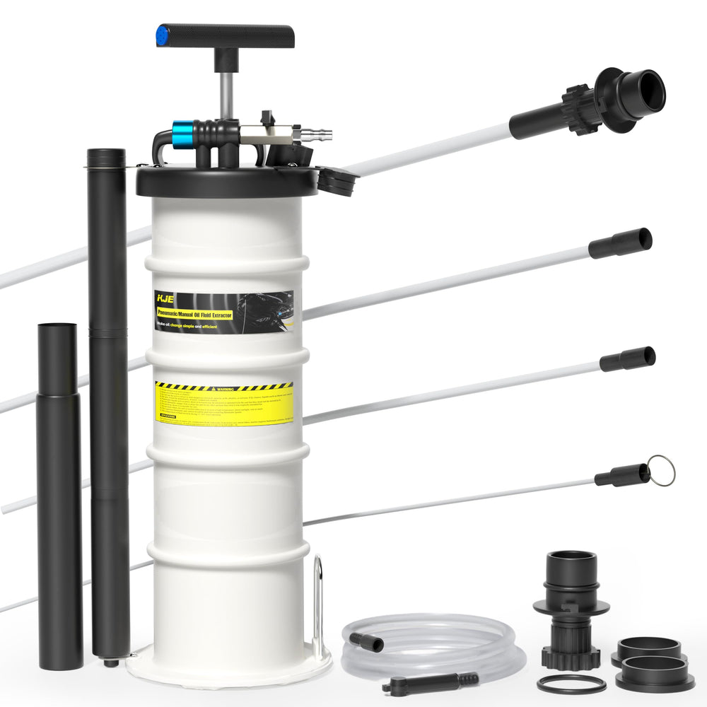 KJE front view of extractor showing tank and pump, highlights portability and compact storage