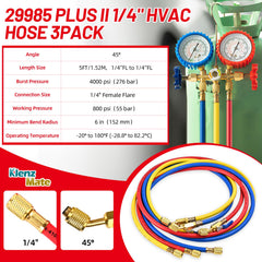 KlenzMate full length coiled hose showing 60-inch reach and tidy storage
