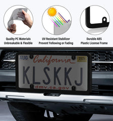 KLSKKJ close-up of polycarbonate clarity preserving plate visibility