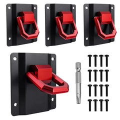 Klutchtech front view of red tie down anchors showing OEM fit and visibility