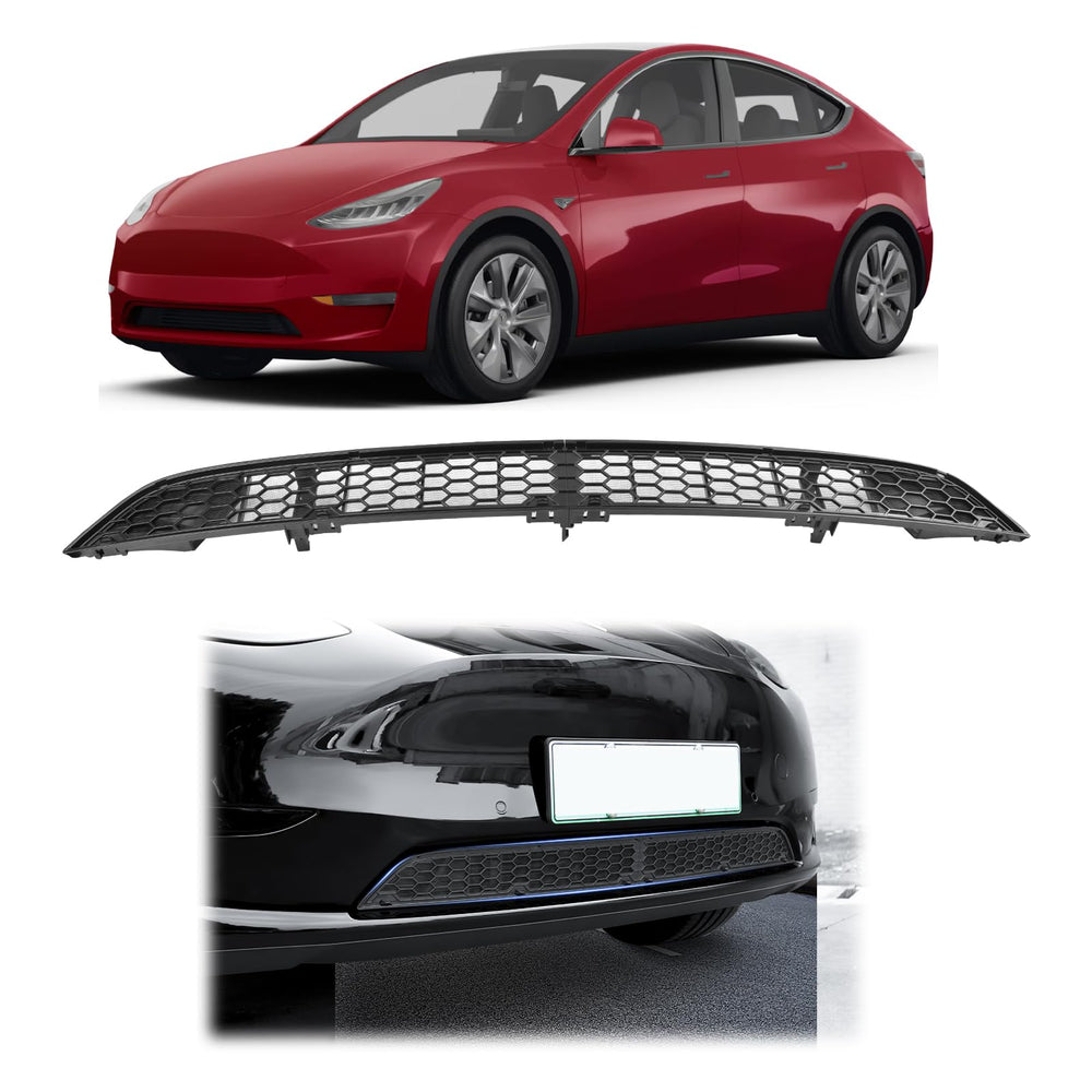 KMF front grille full view on Model Y showing clean fitted appearance and protection
