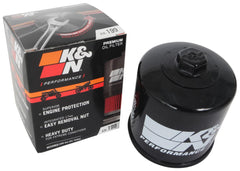 K&N KN-199 front view showing label and threading for quick identification and fit