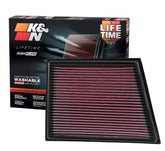 K&N filter front view showing pleated media and fit for easy installation