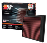 K&N front view of filter showing fit and improved airflow benefit